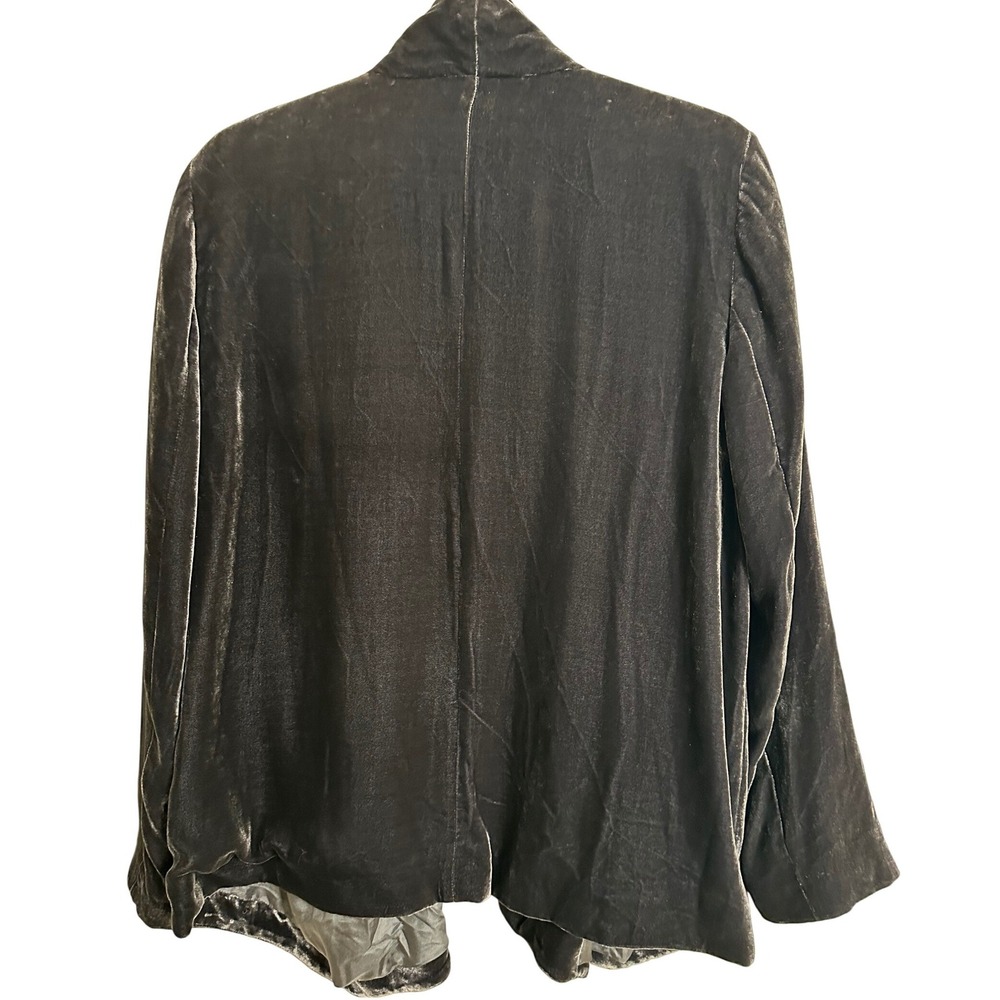 Eileen Fisher Silk Blend Velvet Open Front Blazer Jacket Gray S - Picture 4 of 8